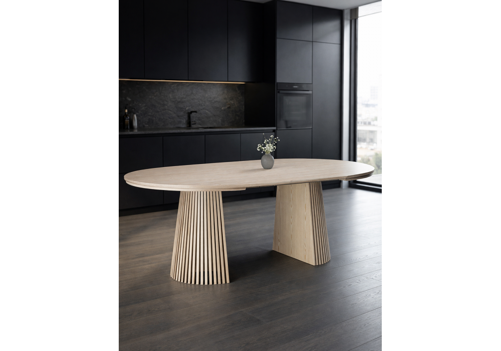 Стол деревянный Woodville Mersin 120(200)x120 шпон дуба, бук