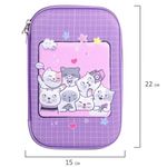 Пенал ЮНЛАНДИЯ большой, 1 отделение, 1 откидная планка, карман, полиэстер/EVA, 22х15х5 см, "Cats selfie", 273193