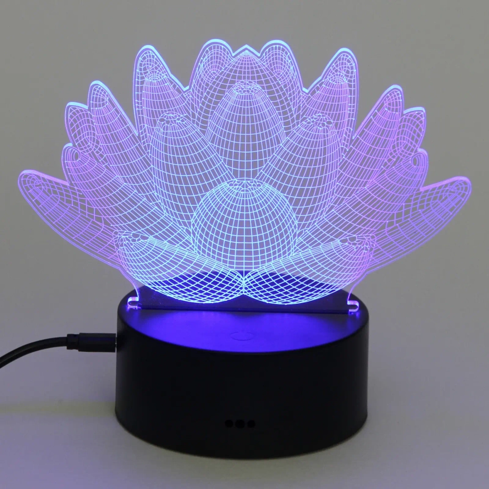 Светильник ночник «3D-Лотос» на пластиковой подставке, с включателем USB