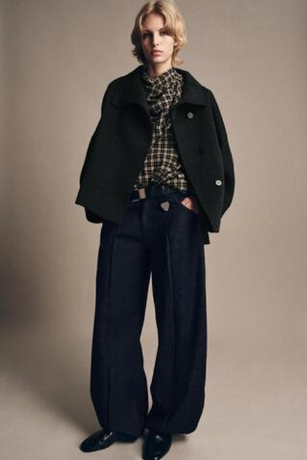 ZARA КУРТКА С ШЕРСТЬЮ — ZW COLLECTION, ТЕМНО-СЕРЫЙ