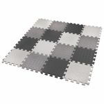Коврик-пазл напольный 1,2х1,2 м, 16 шт., 30х30 см, толщина 1 см, серый, черный, светло-серый, ЮНЛАНДИЯ, 664817