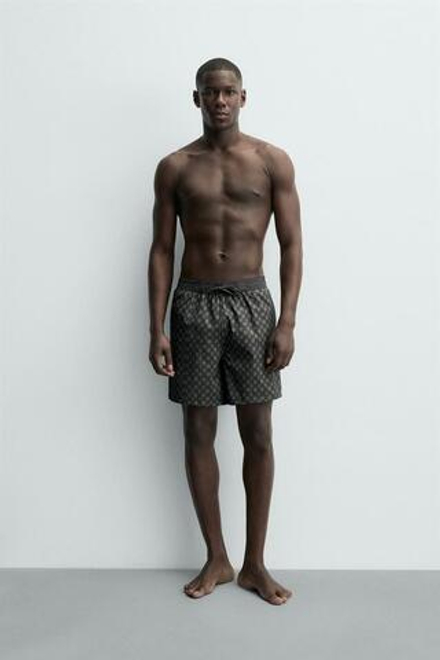 ZARA ДЛИННЫЕ ПЛАВКИ В КЛЕТКУ, ЧЕРНЫЙ