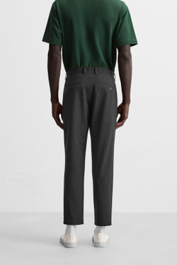 ZARA БРЮКИ КОМФОРТНОЙ ПОСАДКИ ИЗ РЕЛЬЕФНОЙ ТКАНИ, АНТРАЦИТОВО-СЕРЫЙ