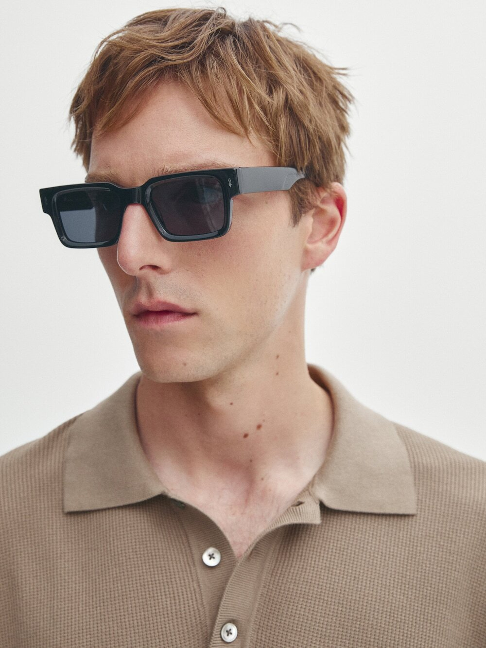 Massimo Dutti Трикотажное поло с короткими рукавами, норка