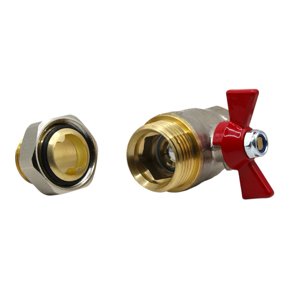 Кран шаровой TEBO 3/4" с американкой (бабочка)