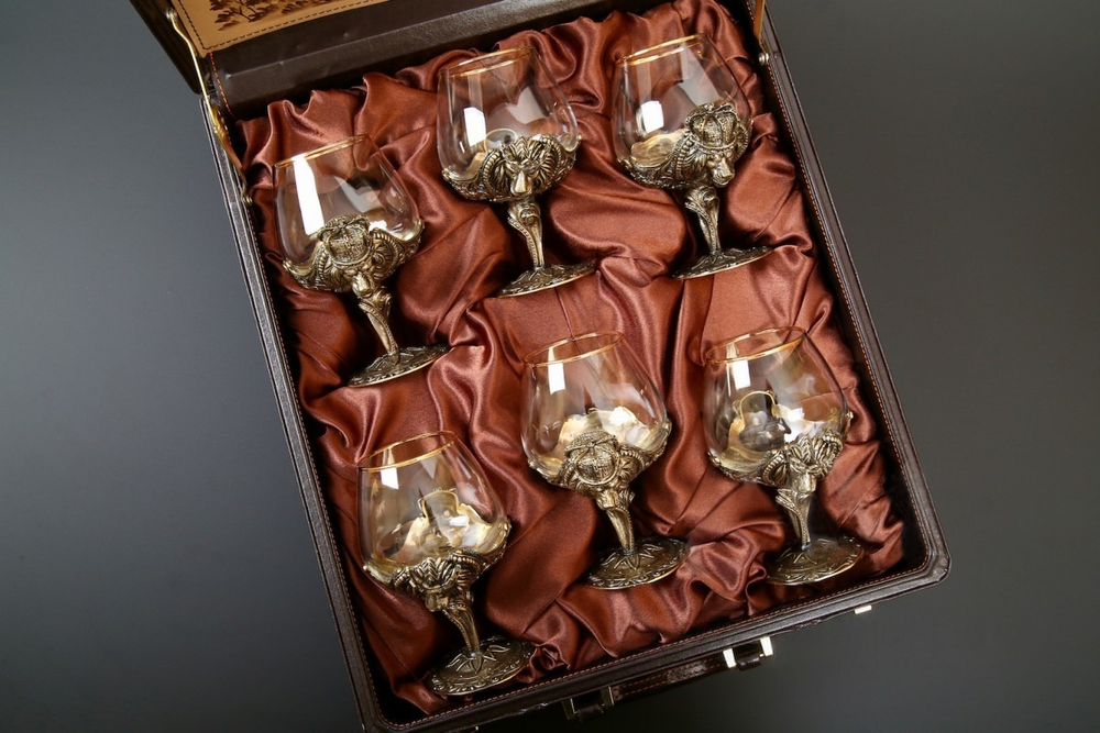 Бокал для коньяка "Царский" 6 шт . в подарочном футляре с художественным оформлением