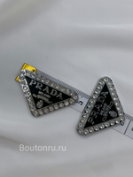 Логотип металлический Прад. черный в стразах серебро