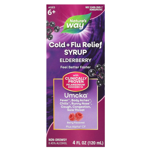Nature's Way, Сироп от простуды и гриппа, бузина, Umcka®, для детей от 6 лет, ягоды, 120 мл (4 жидк. унц.)