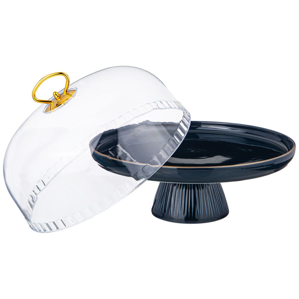 ТОРТОВНИЦА LEFARD "HERBAL" НА НОЖКЕ 28*23,5 СМ С ПЛАСТИКОВОЙ КРЫШКОЙ СИНЯЯ (КОР=6ШТ.)