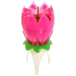 Свеча для торта раскрывающийся цветок «Салют» (8 свечей), Розовый