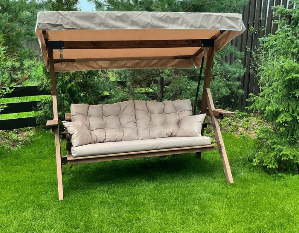 Качели ROYAL FAMILY LYON трёхместные (бежевые подушки)