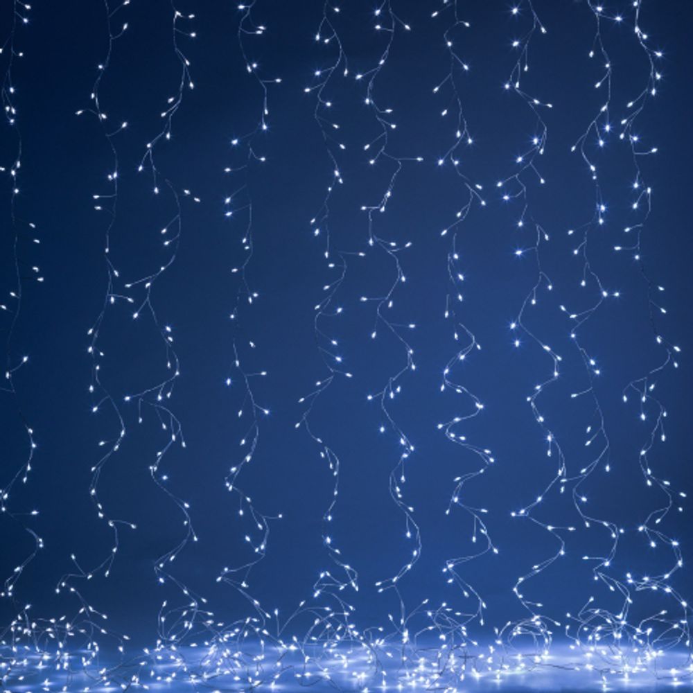 Светодиодная новогодняя гирлянда ЭРА ENIZ-800H занавес Роса-мишура 3*2 м холодный свет 800 microled IP20 | Гирлянды