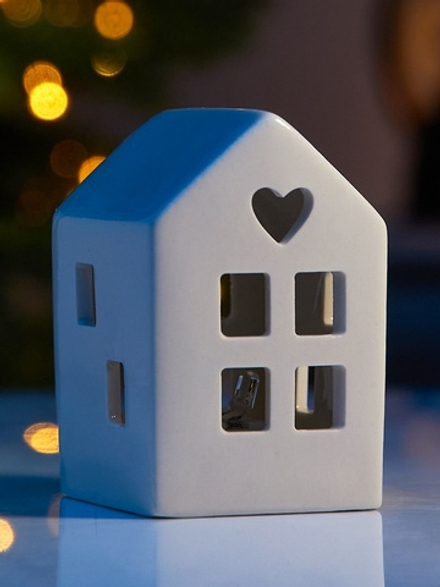 Светодиодная фигура «Дом белый», 8×4.8×5.5 см, 1 LED, керамика, от батареек LR44×3, тёплый белый све