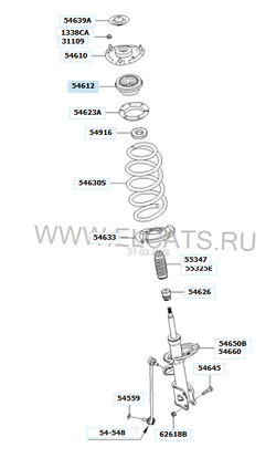 Подшипник верхней опоры переднего амортизатора Hyundai /Kia / Santa Fe / Sorento / RVLT-546122P000