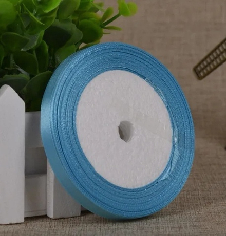 Лента атласная 12 мм 23 м, ярко-голубая