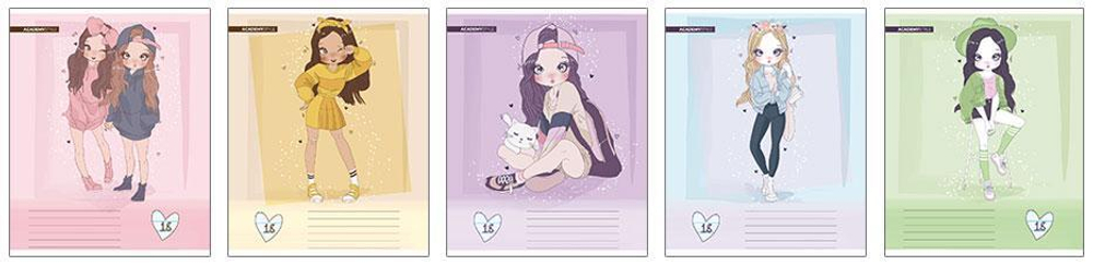 Тетрадь А5 18л. линия скрепка "Модная подруга" (Академия Групп)