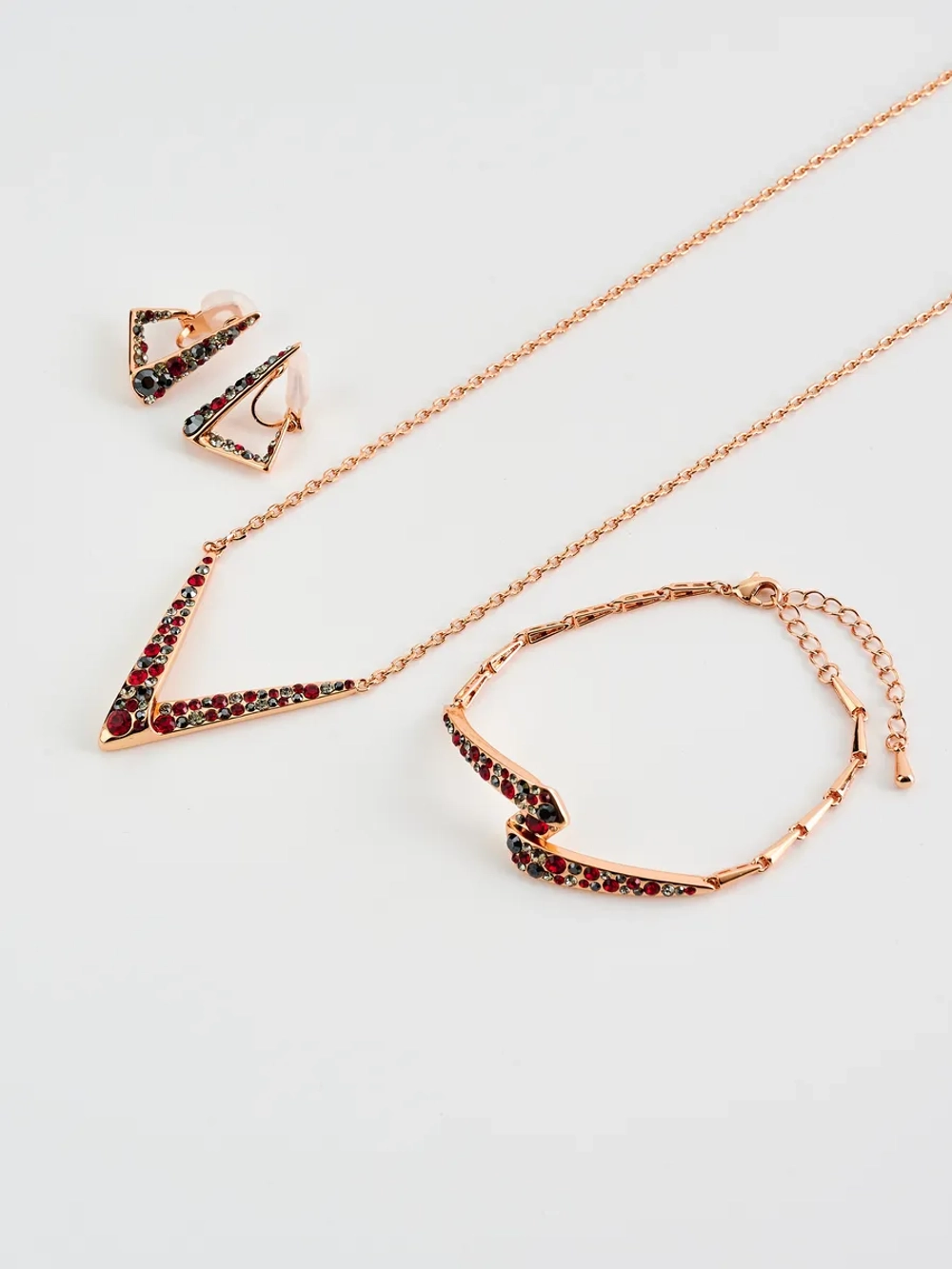 Браслет Молния с красно-серыми кристаллами Swarovski