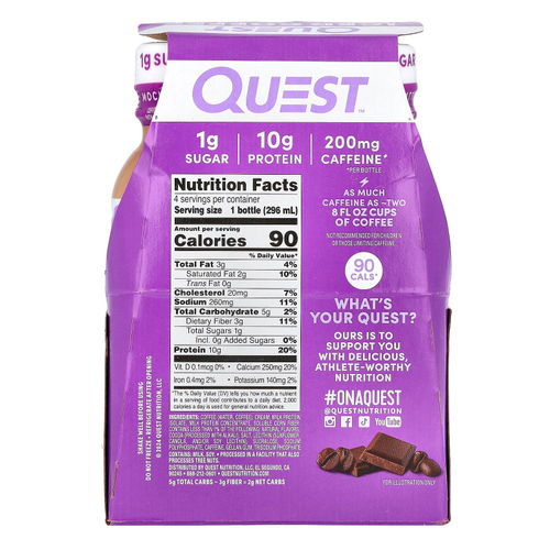 Quest Nutrition, холодный кофе, мокко латте, 4 флакона по 296 мл (10 жидк. унций)