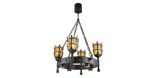 Подвесная люстра 4*Е27 + 4*GU10 APL.500.03.08 черный/янтарный Simona Aployt