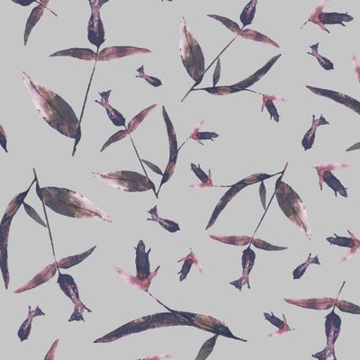 Акварельная ботаника на сером.