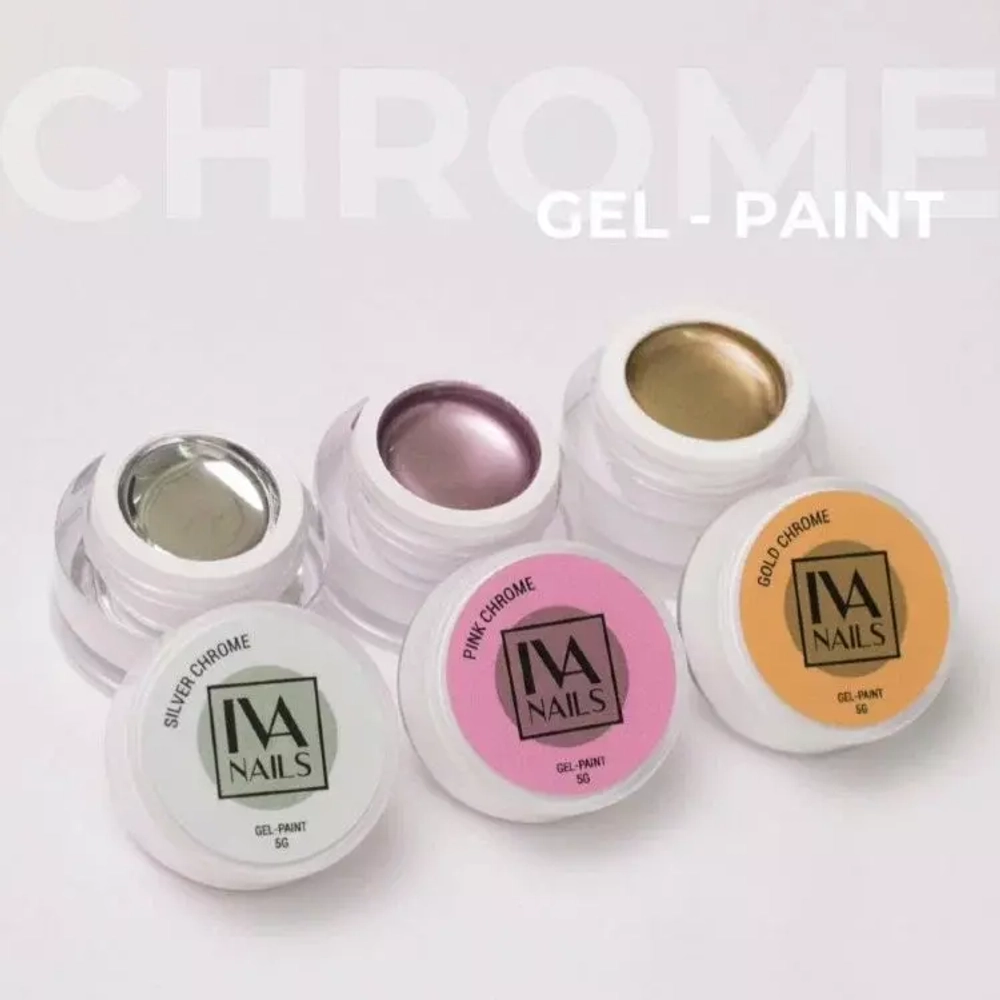 Гель краска IVA NAILS Gel Paint CHROME Silver, 5g