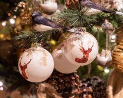 Набор стеклянных шаров Лесной Олень 80 мм., белый, 3 шт., Kaemingk (060197/1)