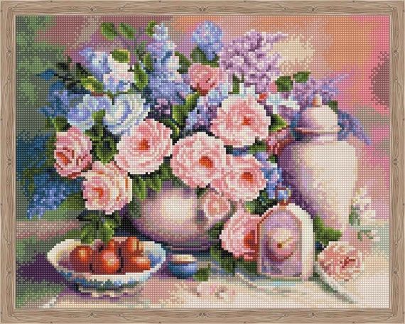 Алмазная вышивка \ Diamond painting  Натюрморт с розами