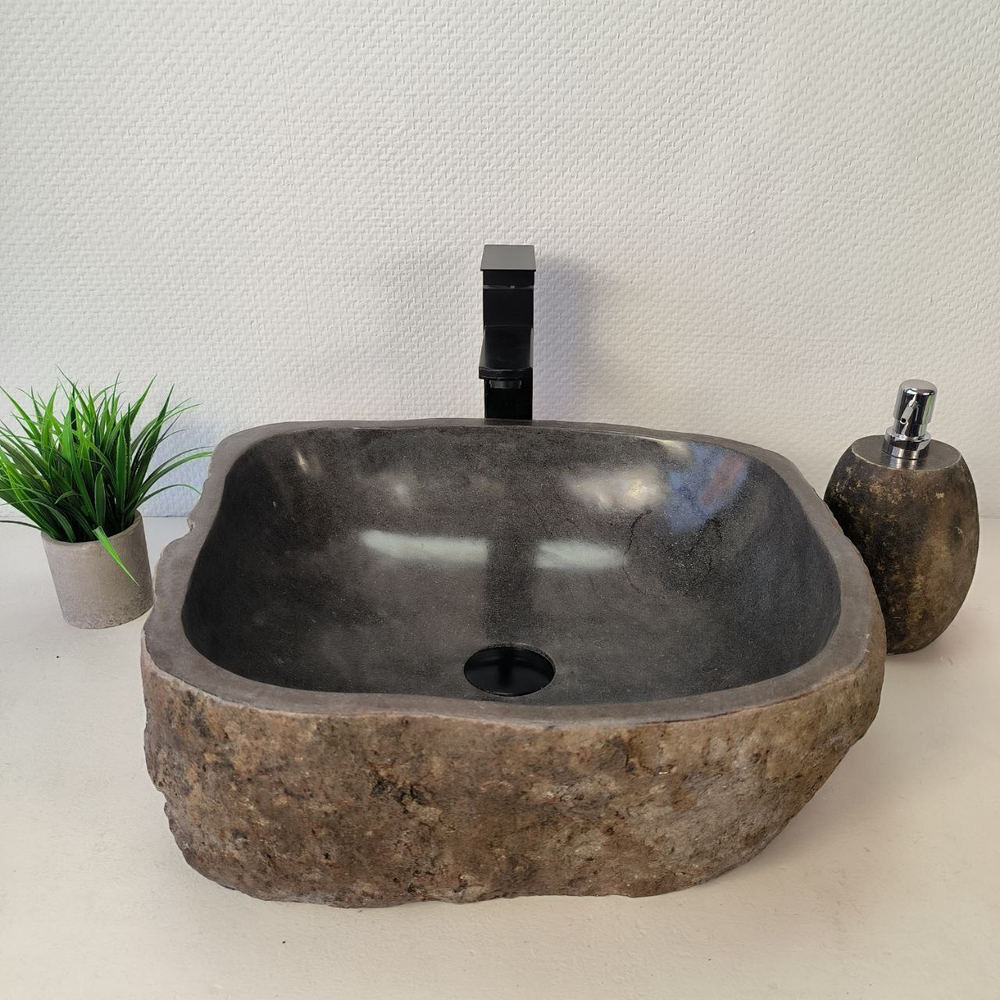 Раковина из речного камня RS-66089 46х43х15 из натурального камня