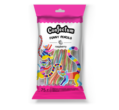 Мармелад жевательный "Confectum Funny Pencils" со вкусом малины, 75гр х 36 шт