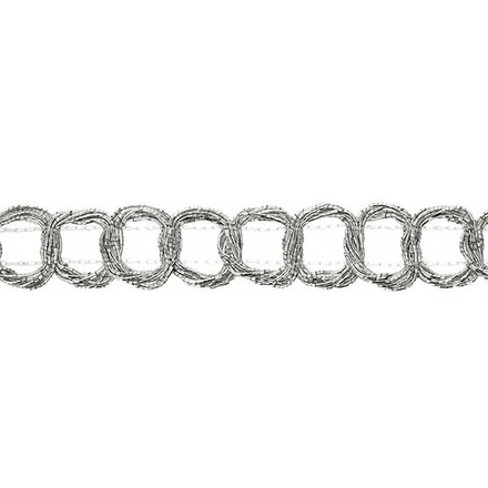 Тесьма металлизированная, 17 мм, "Цепь" под серебро