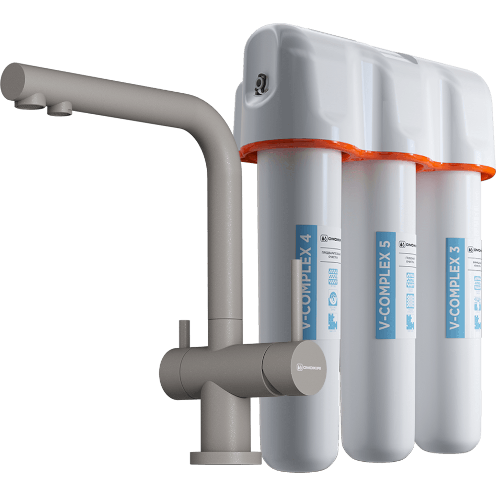 Смеситель для кухни Omoikiri Nagano-GR-P + Pure drop Lite