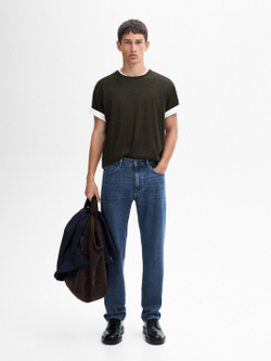 Massimo Dutti Футболка из мягкой ткани, темный хаки