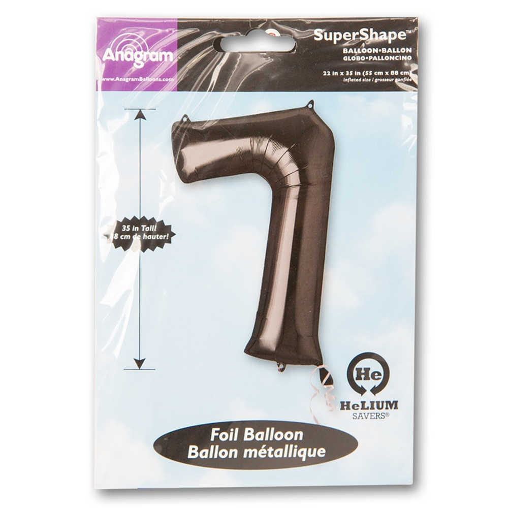 Шар фольгированный Цифра 7 86 см (Черный)