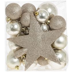 GAEM Набор из 30шт Украшение новогоднее "Шары и звезда", D5/6/8 см, L21 W13 H25 см