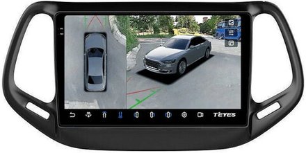 Магнитола для Jeep Compass 2 2016-2022 - Teyes CC3-2K-360 на Android 10, 2K QLED, 6Гб+128Гб, CarPlay, 4G SIM-слот, 4 камеры в комплекте