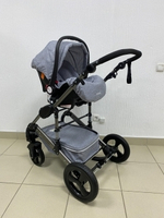 Детская коляска 3в1 LUXMOM 555-W чёрный текстиль