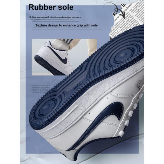 Nike Air FORCE 1 Детские Скейтборды Низкие Кроссовки Белого и синего цвета