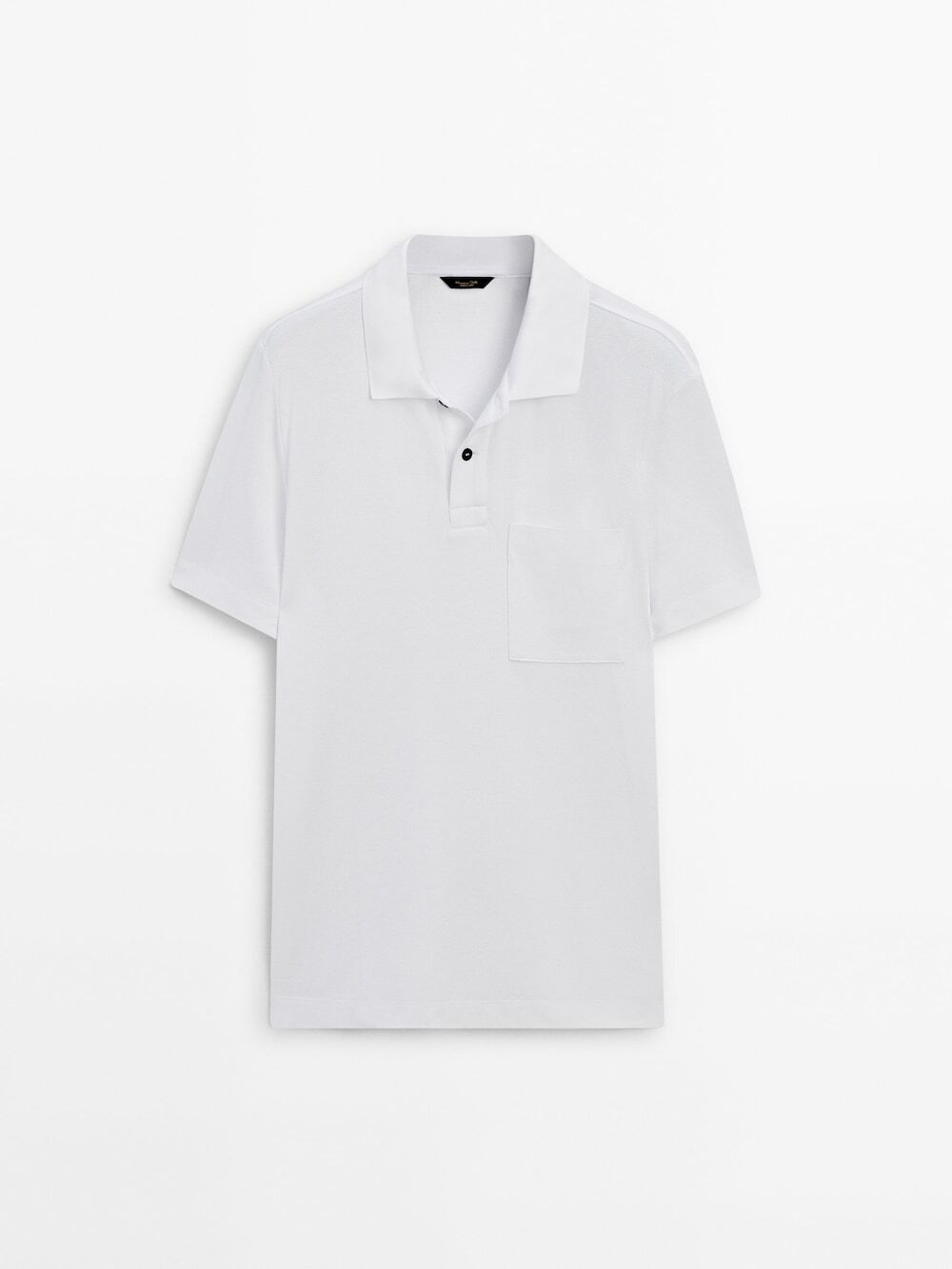 Massimo Dutti Поло из рельефного хлопка с карманом, белый