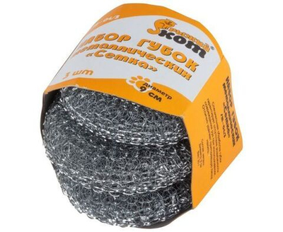 Набор губок металлических SM-04/3, сетка, вес 20 гр., пакет 3 шт. (001743)