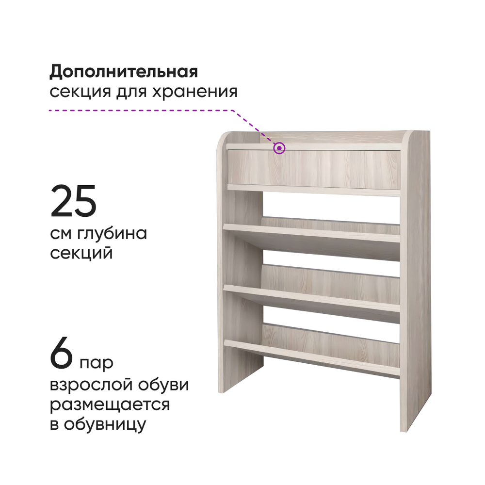 Обувница открытая 60x25x80 Бодега белая, Дисконт (Невозвратный товар!)