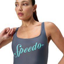 Купальник SPEEDO Logo Square Back Swimsuit, 8-00521216038, р.38 (рос.50), cеро-бирюзовый