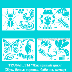ТРАФАРЕТЫ "Жизненный цикл" (Жук, божья коровка, бабочка, комар)