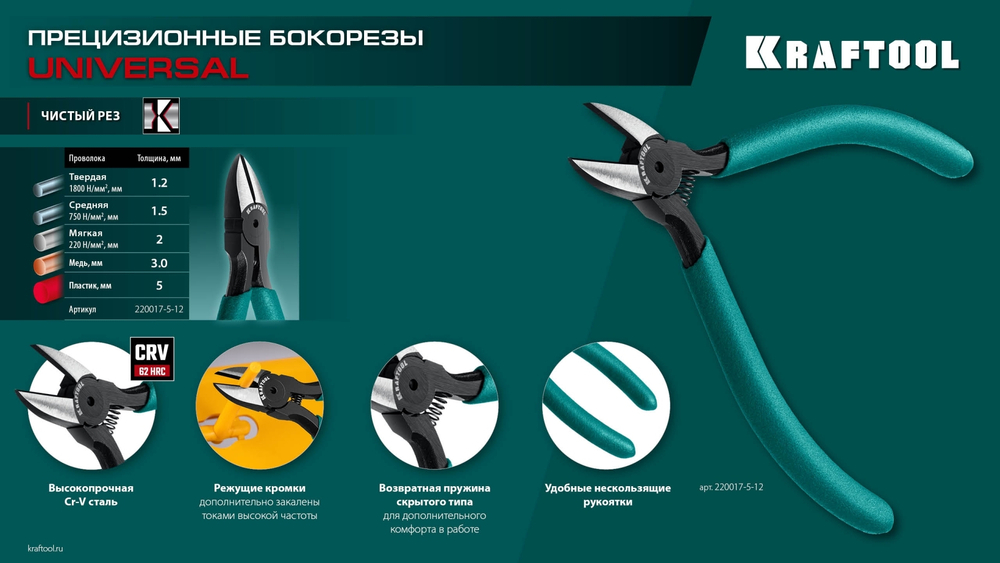 KRAFTOOL Kraft Mini, 130 мм, прецизионные бокорезы (220017-5-12)