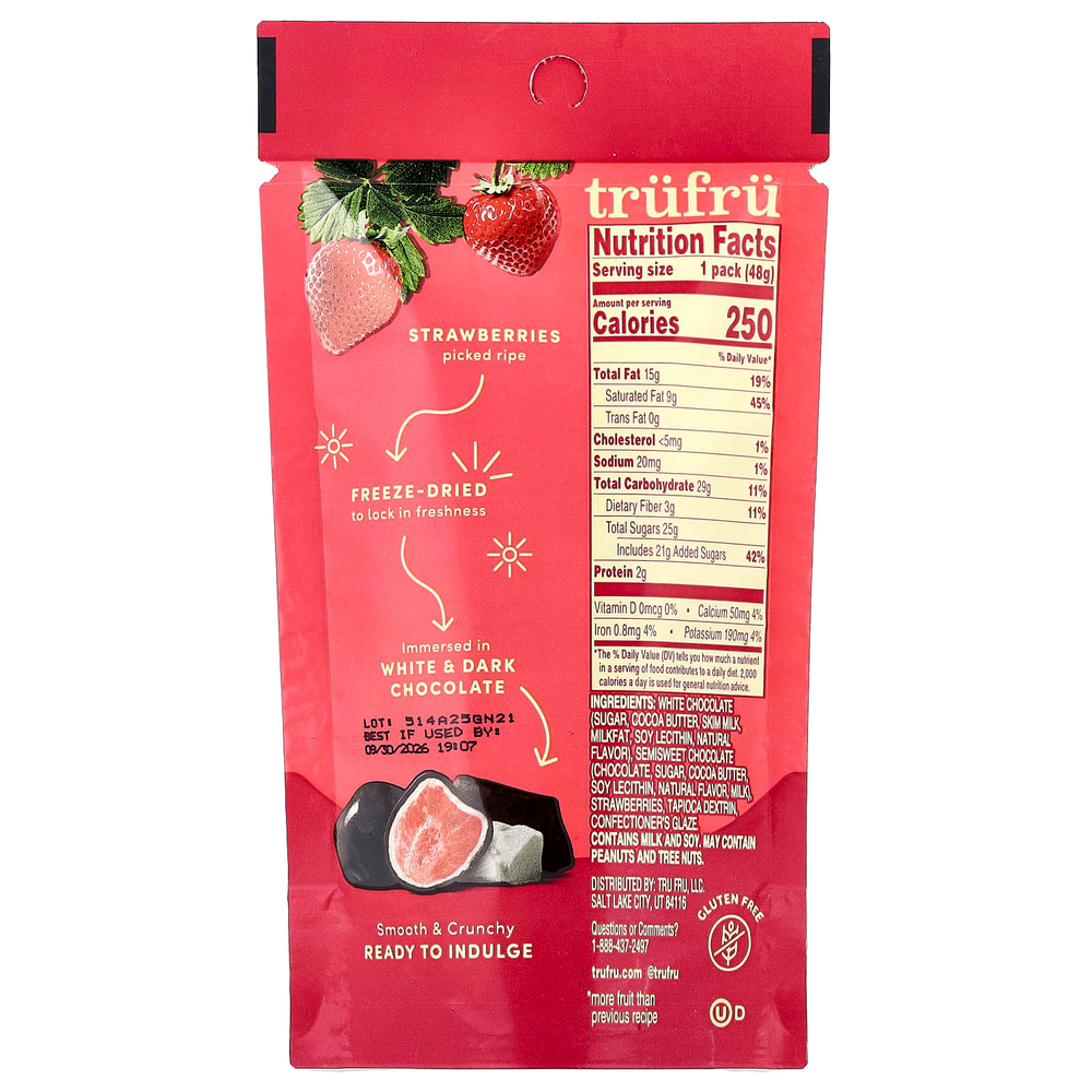 Tru Fru, сублимированная клубника, темный и белый шоколад, 48 г (1,7 унции)