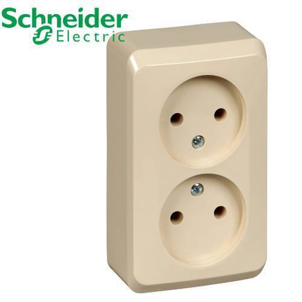 РА16-005К Розетка 2-ая б/з (крем) Этюд Schneider