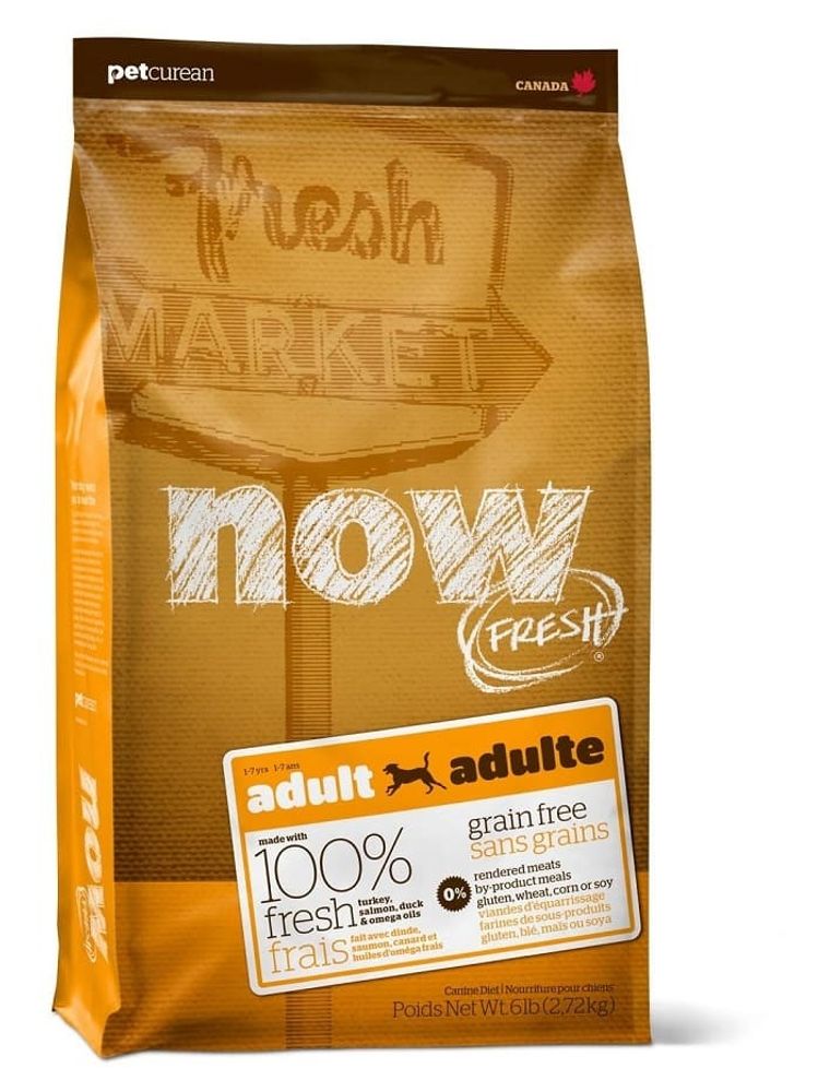 Now Fresh 2,72кг корм для взрослых собак, беззерновой, с индейкой, уткой и овощами