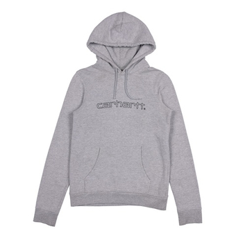 Серое женское худи Carhartt с крупной вышивкой на груди, S slim