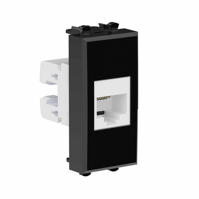 Телефонная розетка RJ-12 без шторки модульная, "Avanti", "Черный квадрат", 1 модуль