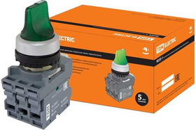 Переключатель на 3 полож. с фиксацией M3SS1-21G кор/ ручка(LED) d22мм/220B 1з+1р зел/ TDM SQ0747-0075