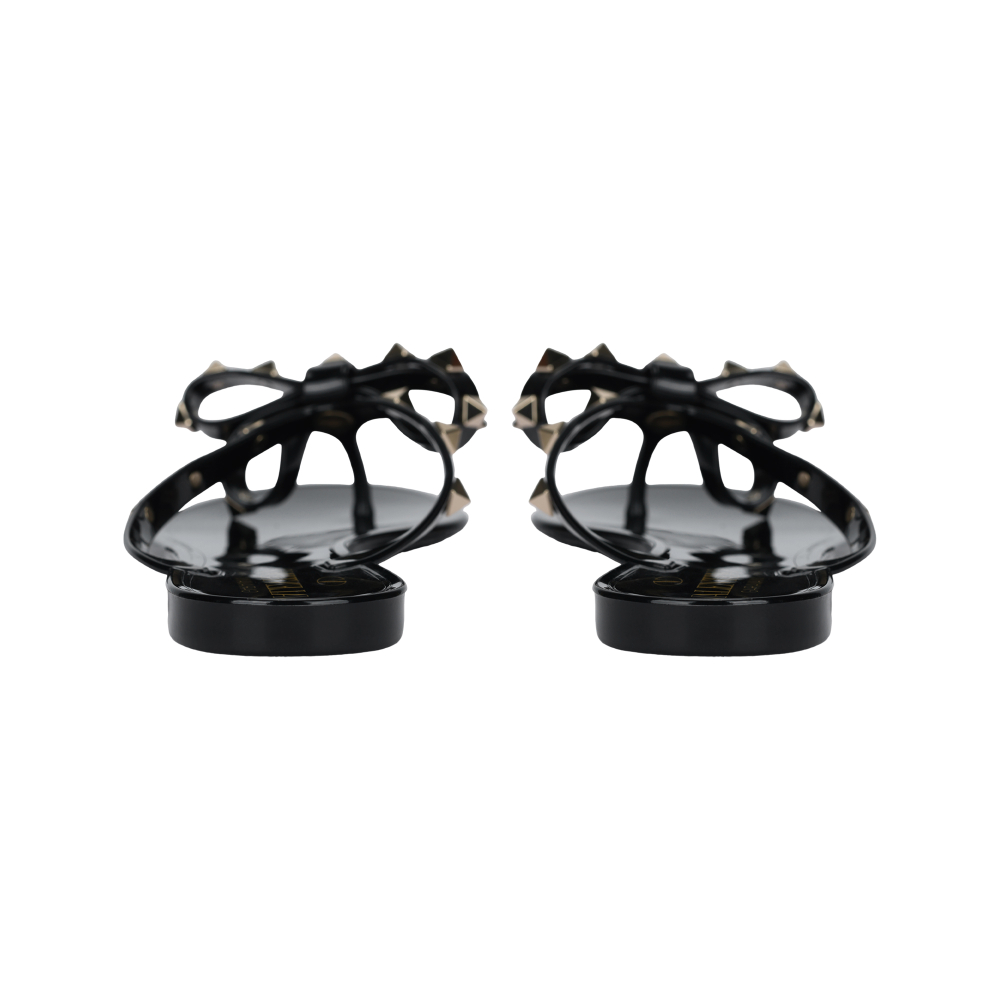 Valentino Rockstud Flip Flops Women"s Black Gold